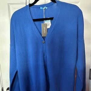 J McLaughlin Annalyse French Blue Cashmere Cardigan XL